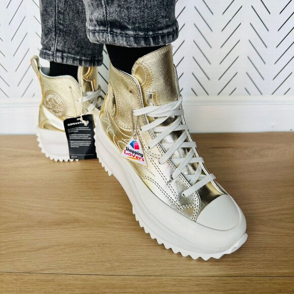 ❤️CONVERSE RUN STAR HIKE HI 7 Women GOLD PLATFORM Sneaker Boot Western A10333C❤️ - Picture 3 of 13